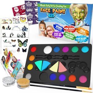 Deluxe Face Paint Kit Palette –Washable Paint great for Birthday Parties. /NEW